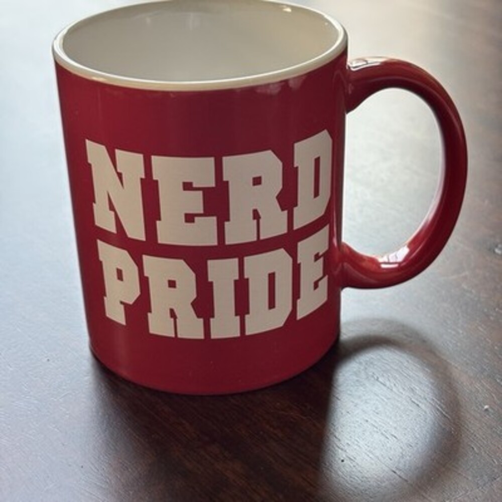 Red/White Ceramic Coffee Mug 12 fl oz  "NERD PRIDE"